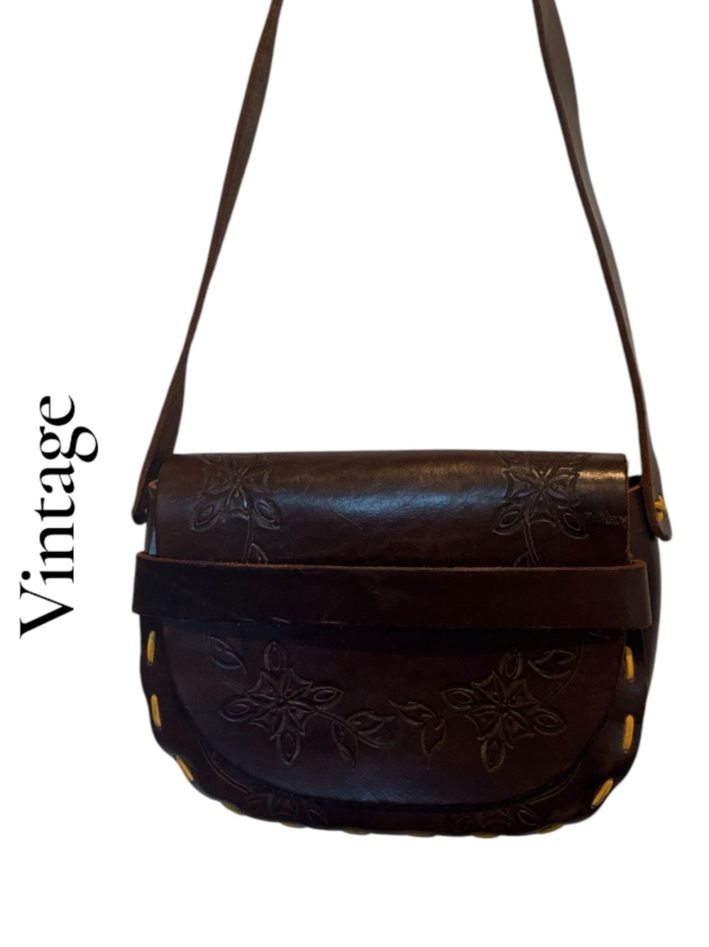 Vintage Tooled Leather Handmade Saddle Shoulder Bag Boho-Haruko - Picture 17 of 17